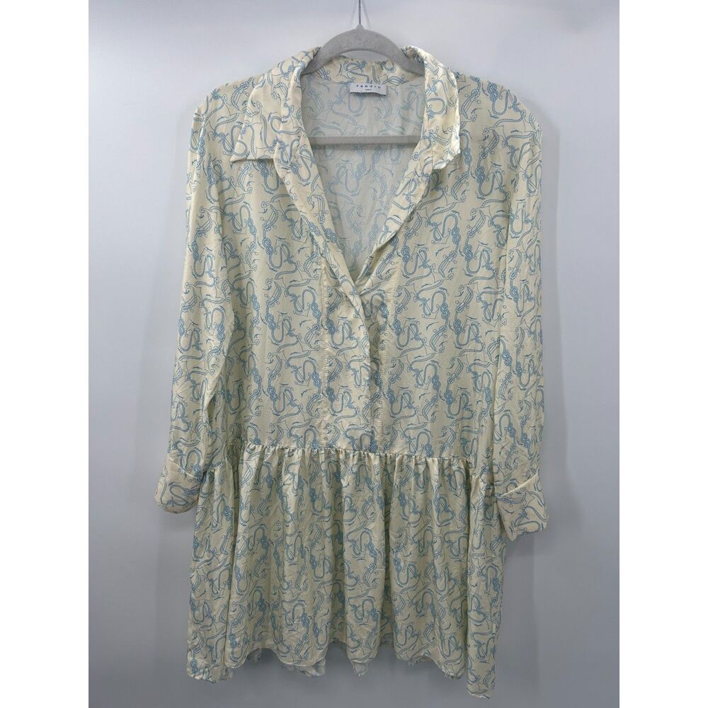 Sandro Paris Rozie Ecru Dress Women's Silk Beige Shift Size 40 - Picture 2 of 11